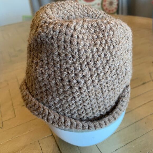 NWOT Knit Infant Fedora Hat Light Brown Baby - Picture 4 of 7